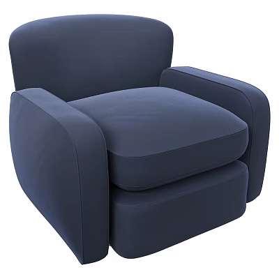 Navy Blue Accent Chair Upholstered Fabric With Plush Seat Cushion Armrests Modern Design 3d model