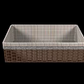 Wicker Storage Basket With Plaid Fabric Lining And Lace Trim Edge For Organizing Home Items
