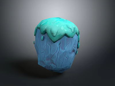 Wood Stone Blue Decorative Object With Green Dripping Texture Design 3d model