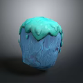 Wood Stone Blue Decorative Object With Green Dripping Texture Design