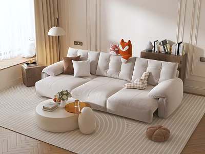 Cream Style Sofa Small Apartment Living Room Nordic Simple Creative Clothing Shop Reception Beauty Salon Internet Popular 3d model