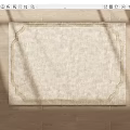 Square Beige Rug With Ornate Border On Wooden Floor And Sunlight Shadows