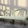 Modern Outdoor Bench Featuring Concrete Material Curved Design and Hollow Details for Patio Garden Use