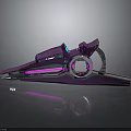 Futuristic Purple Pink Metallic Weapon With Ring Structure And Hi Tech Design