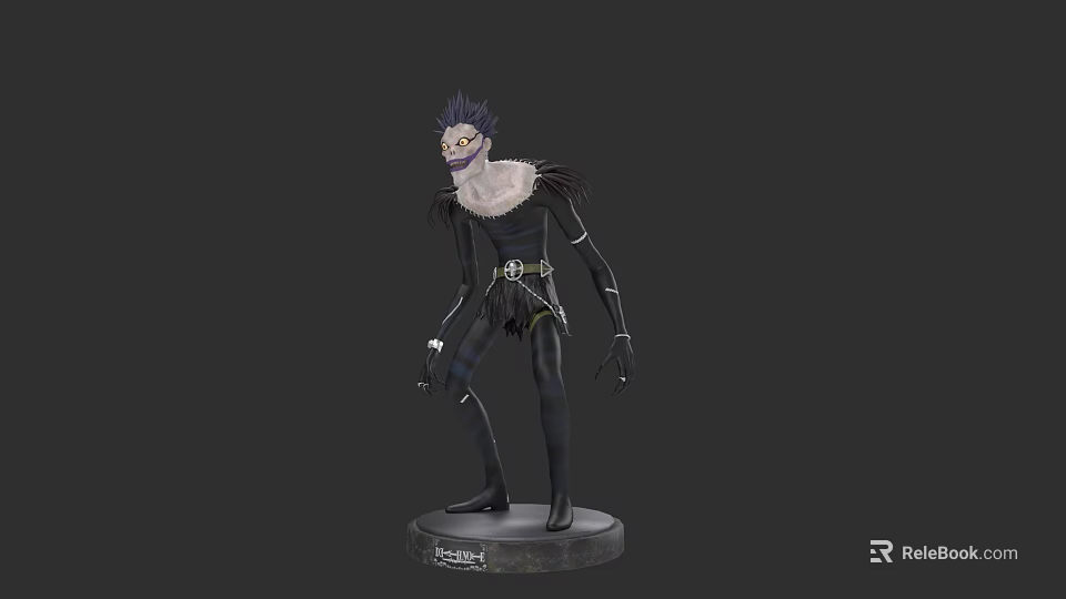 Game Movie Character Statue With Spiked Hair Black Outfit And Detailed Costume Standing Pose 3d model 