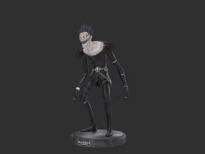 Game Movie Character Statue With Spiked Hair Black Outfit And Detailed Costume Standing Pose 3d model