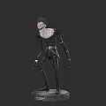 Game Movie Character Statue With Spiked Hair Black Outfit And Detailed Costume Standing Pose
