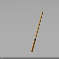 Warrior Character Wielding Wooden Staff With Black Decorative Ring On Dark Gradient Surface 3d model