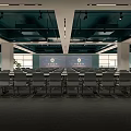 Spacious Modern Conference Room With Arranged Chairs And Large Screen