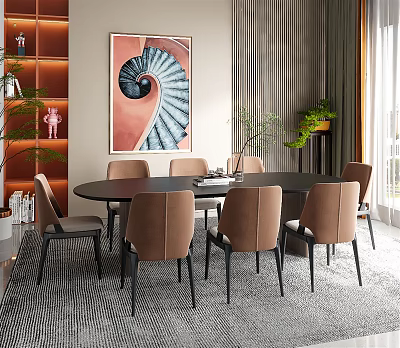 Modern Dining Table and Chair Combination 3d model Modern Dining Table and Chair Combination 3d model