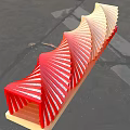 Red Spiral Bridge Interior With Curved Lines And Light At The End