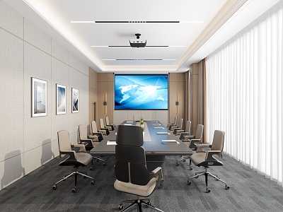 Modern Meeting Room Modern Meeting Room Carpet Tile Projector Curtain Projection Curtain Track Light 3d model