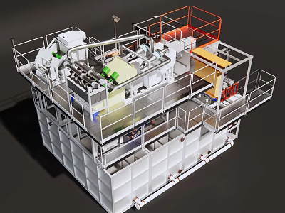 Industrial Structural Components With Metal Framework Platforms Railings And Equipment 3d model