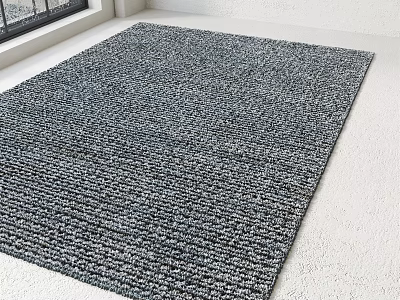 Gray Woven Square Rug With Textured Pattern On Light Indoor Floor 3d model