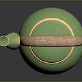 Green Ceramic Teapot with Wooden Handle and Gold Accents for Kitchen Use