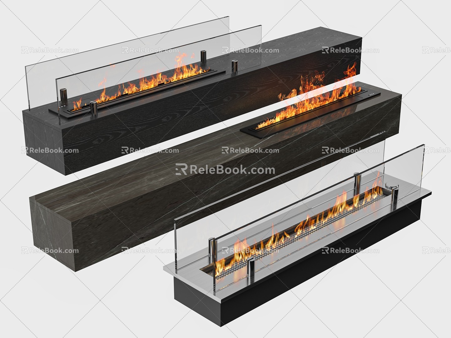 Modern Fireplace Electronic Flame Stove 3d model