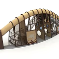 Curved Yellow Brown Playground Slide Structure With Gear Elements And Circular Holes 3d model