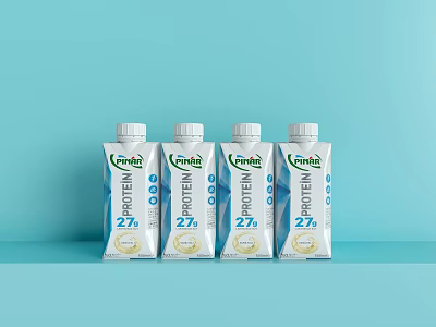 Fonterra 2% Protein Drink in White and Blue Packaging on Light Blue Background 3d model