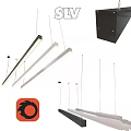 Modern Linear Pendant Lights With LED Lighting Black White Metal For Interior Design