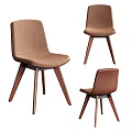 Modern Brown Leather Bar Stools With Wooden Legs And Metal Footrest Design