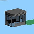 Modern Metal Security Booth With Glass Windows And Front Door Near Building