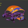 Futuristic Tech Device With Orange Blue Umbrella Canopy And Mechanical Frame 3d model