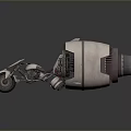 Unique White Motorcycle Featuring Cage Like Dome Structure With Metal Frame And Reflective Surface