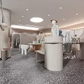 Modern Luxury Clothing Store With Window Display Mannequins Green Plants Lighting And Marble