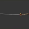 Traditional Samurai Sword With Patterned Blade And Decorative Gold Red Handle 3d model