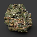 Natural Green Brown Layered Stone With Rough Surface And Textured Structure 3d model