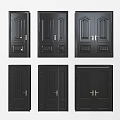 Black Hinged Doors With Decorative Panels Single And Double Designs 3d model