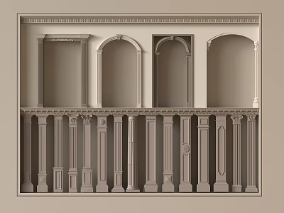 Classical Architectural Decorative Elements Featuring Columns Arches and Niches 3d model