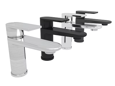 Modern Sleek Silver And Black Faucets With Contemporary Design And Metal Finish 3d model