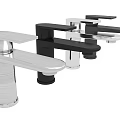 Modern Sleek Silver And Black Faucets With Contemporary Design And Metal Finish