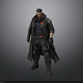 Male Character In Tactical Outfit With Long Coat Armor Details And Combat Boots