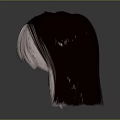 Character Hairstyle 3D Model Featuring Dark Brown And Light Pink Bangs Design