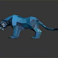 Low Poly Blue Panther 3D Model With Geometric Design And Sharp Claws 3d model