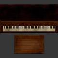 Wooden Upright Piano With Art Supplies Brushes And Pigment Containers