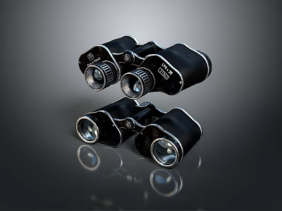 Stunning Natural Landscape Scenery Observed Through Black Binoculars On Clear Day 3d model