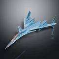 Sleek Blue Fighter Jet Model With Streamlined Design And Red Accents 3d model