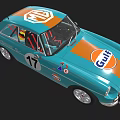 Vintage Gulf Racing Car With Blue Orange Livery Number 17 Coupé Design