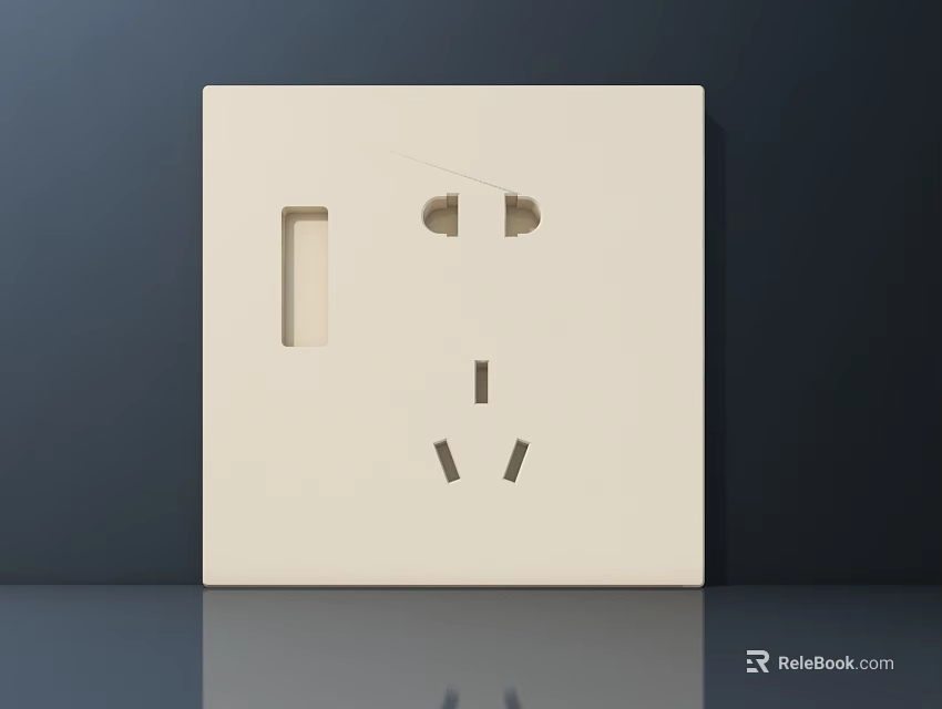 Modern White Wall Switch Panel With Single Switch And Socket Design 3d model 