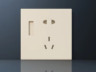 Modern White Wall Switch Panel With Single Switch And Socket Design 3d model