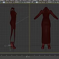 Black Long Dress With Cut Out Shoulder Design And Red Sole Shoes