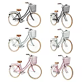 Stylish Bicycle With Front Basket Brown Seat And Rear Rack