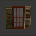 Elegant Wooden Furniture Cabinet Featuring Shutter Doors And Glass Panels