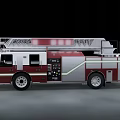 Functional Firefighting Vehicle With Red And White Exterior Ladder And Emergency Equipment