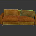 Modern Orange Two Seater Sofa With Soft Textured Upholstery And Sleek Legs