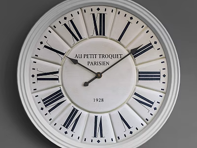 Vintage Wall Clock With White Dial Roman Numerals 1928 Au Petit Trouquet Paris 3d model