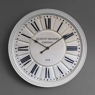 Vintage Wall Clock With White Dial Roman Numerals 1928 Au Petit Trouquet Paris 3d model